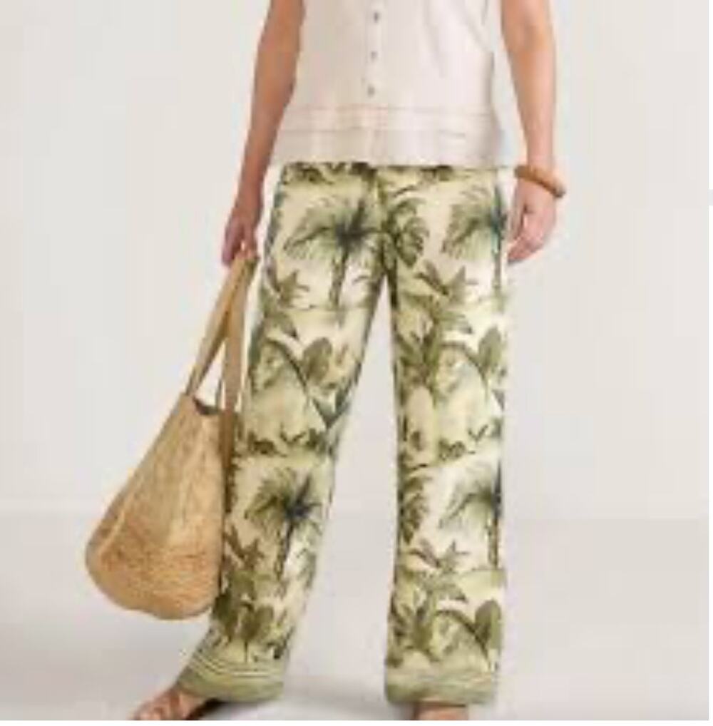 Soft Surroundings Aliso Point Linen Pants Large Tall Relaxed Wide Leg Resort